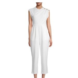 54. Calvin Klein Women's Cream Sleeveless Jumpsuit